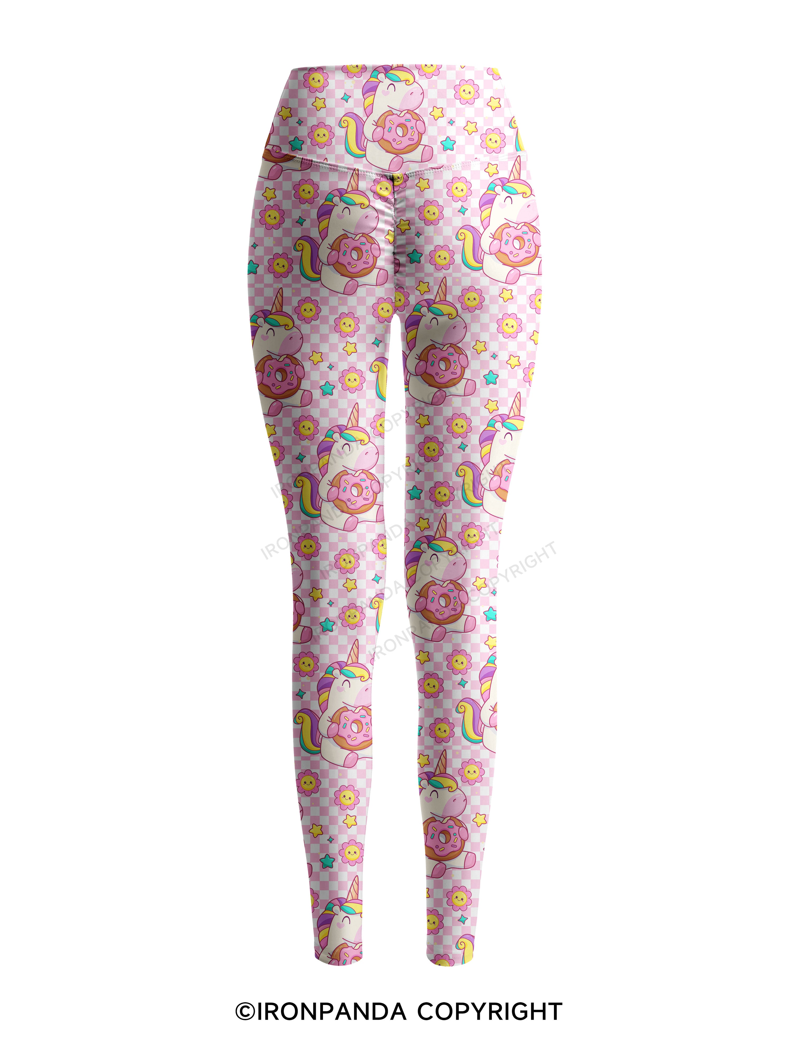 Checkerboard Gym Unicorn Printed Yoga Pants