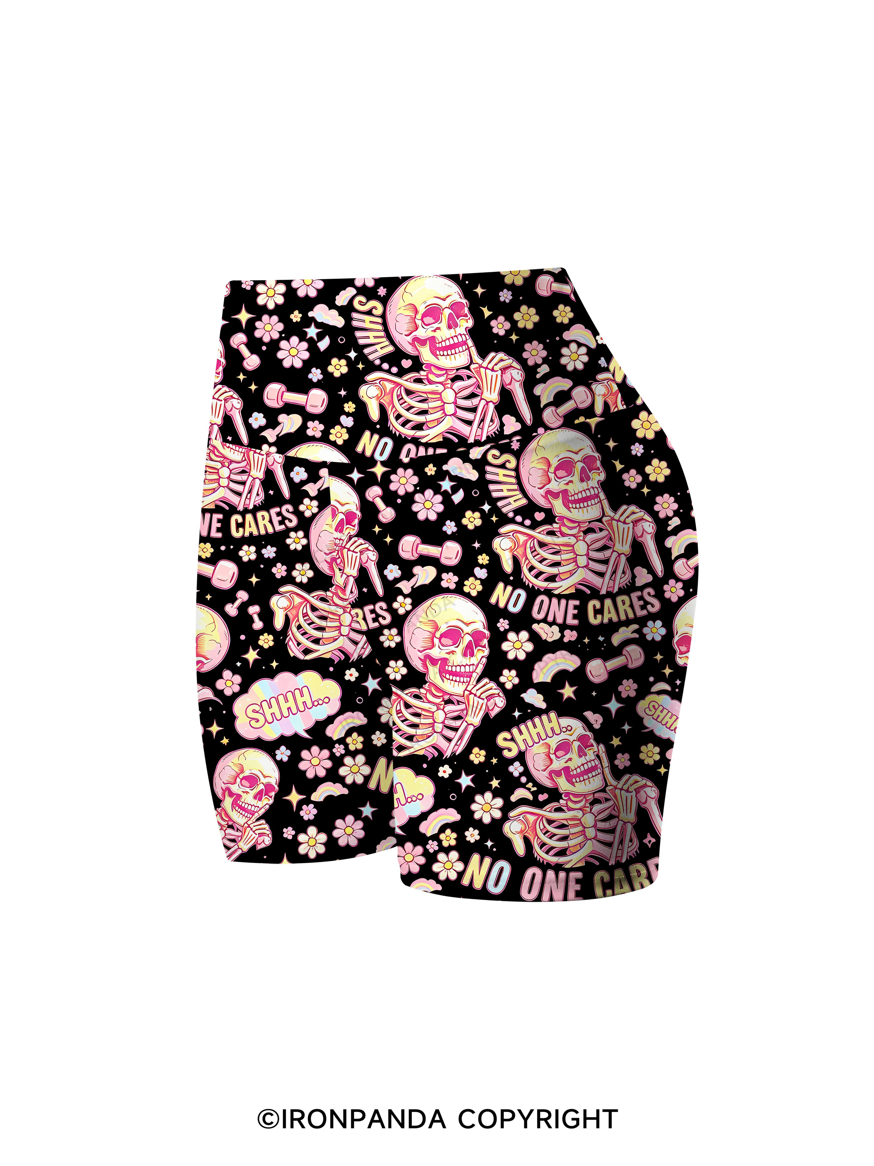 shhh no one cares Printed Yoga Cycling Shorts