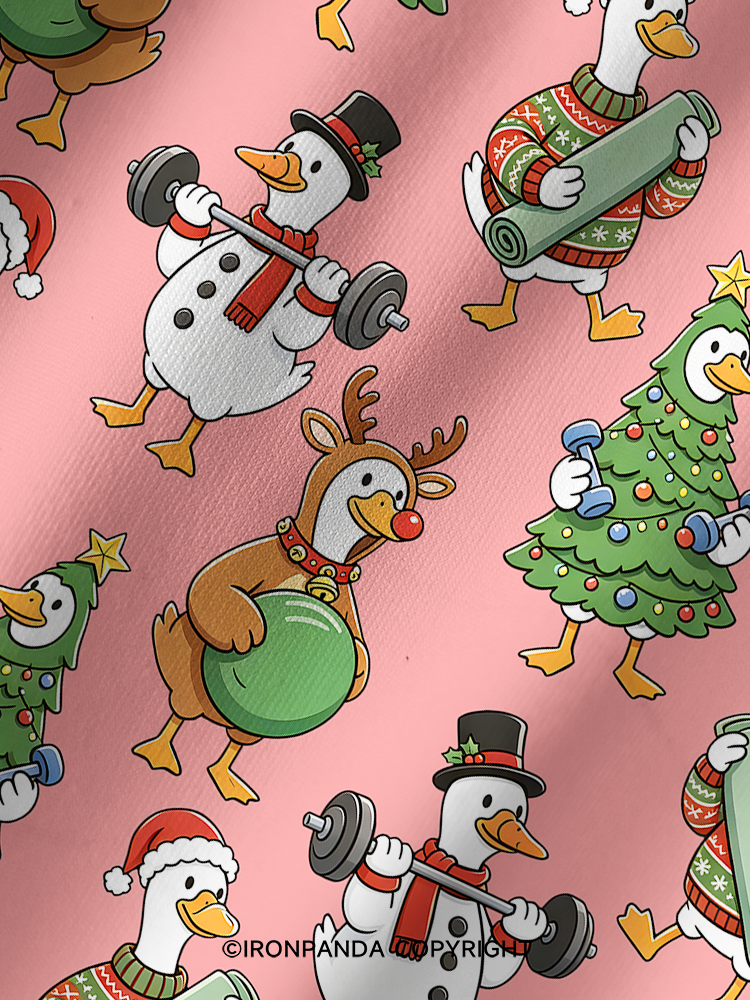 Weightlifting Goose Christmas Printed Yoga Shorts
