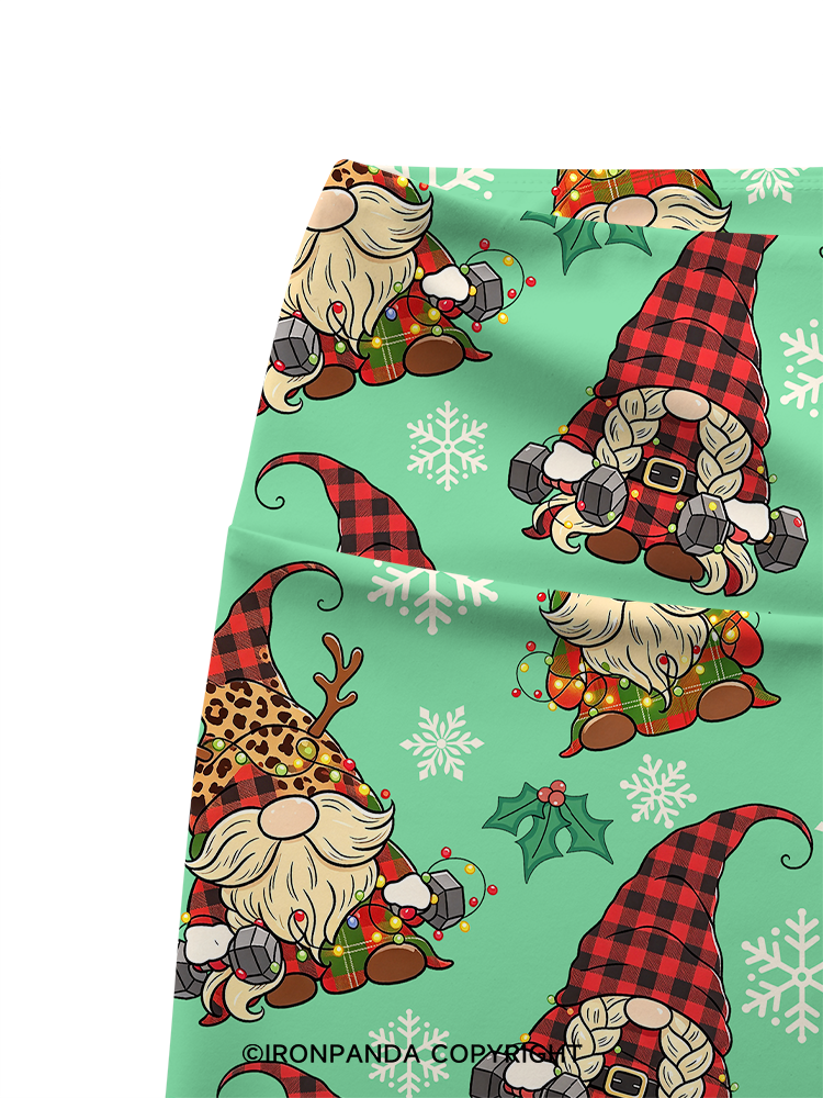 Fitness Christmas Elf Printed Yoga Cycling Shorts