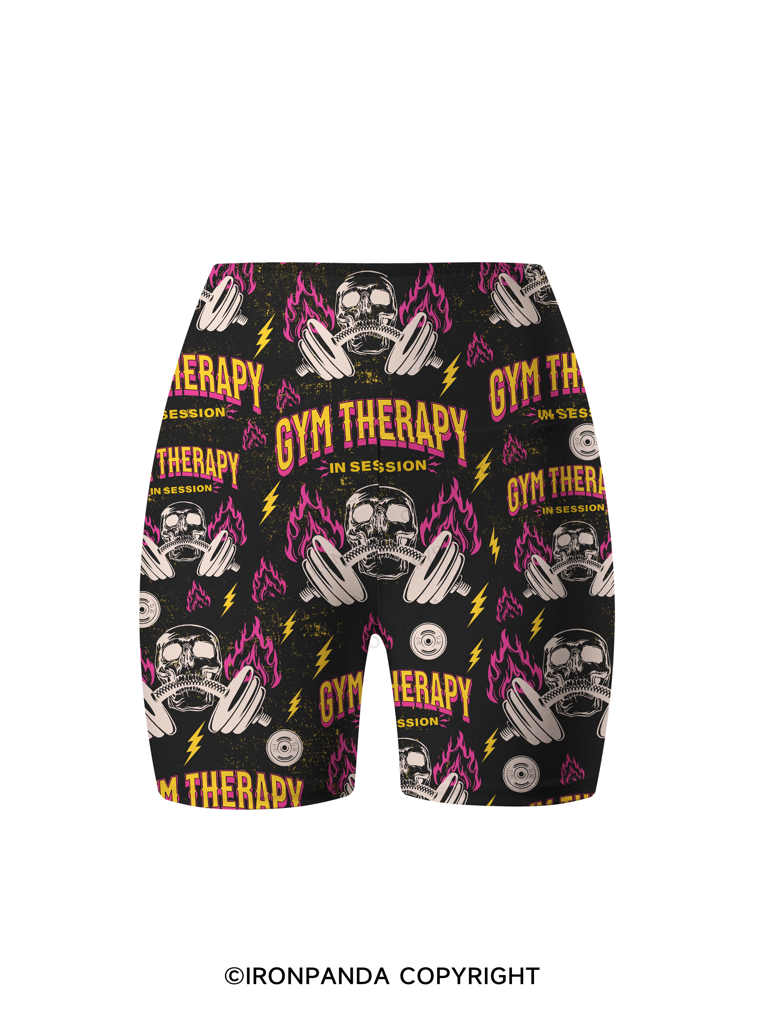 GYM THERAPY IN SESSION SKELETON Printed Yoga Cycling Shorts