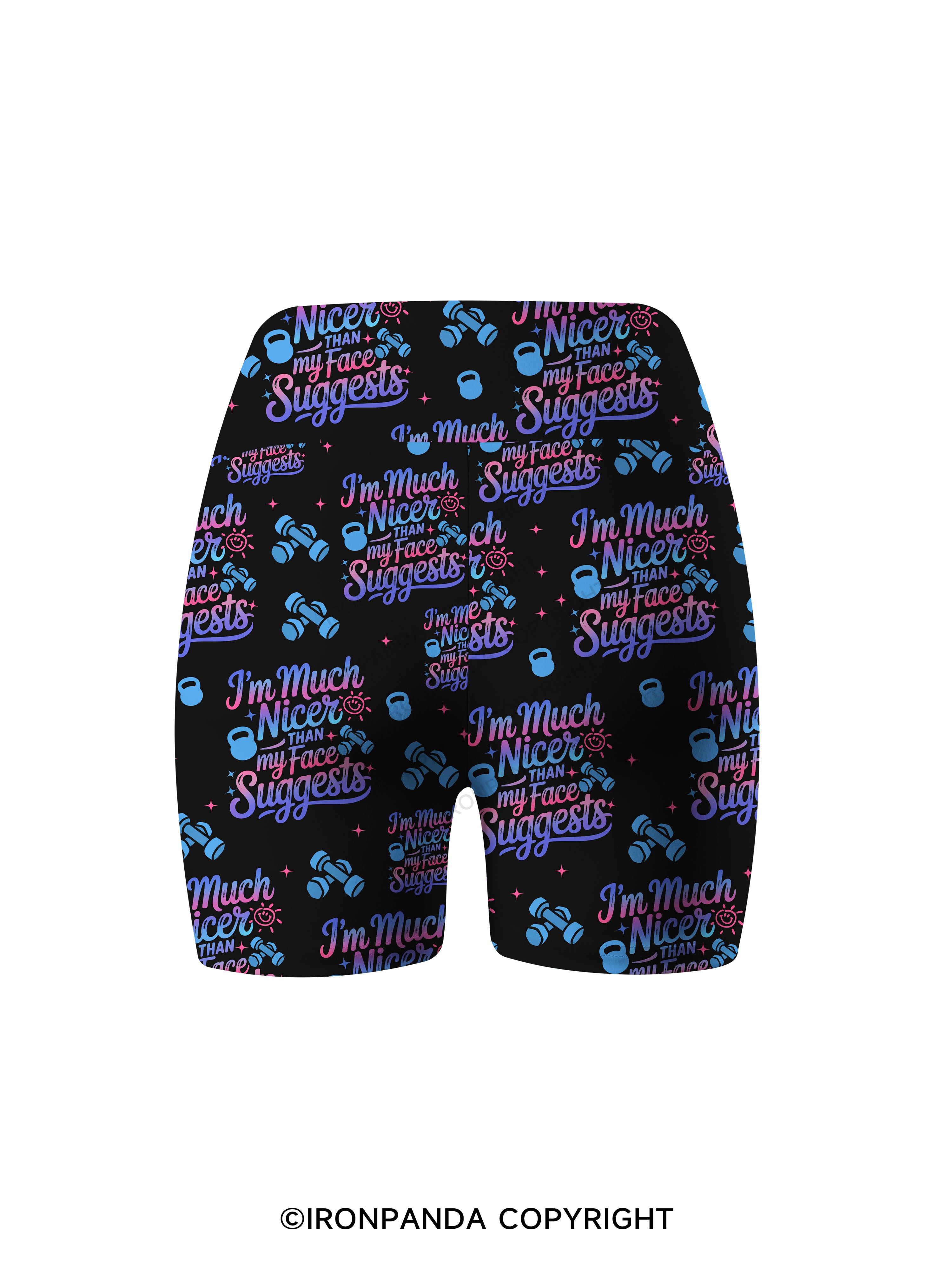 i'm much nicer than my face suggests Printed Yoga Cycling Shorts