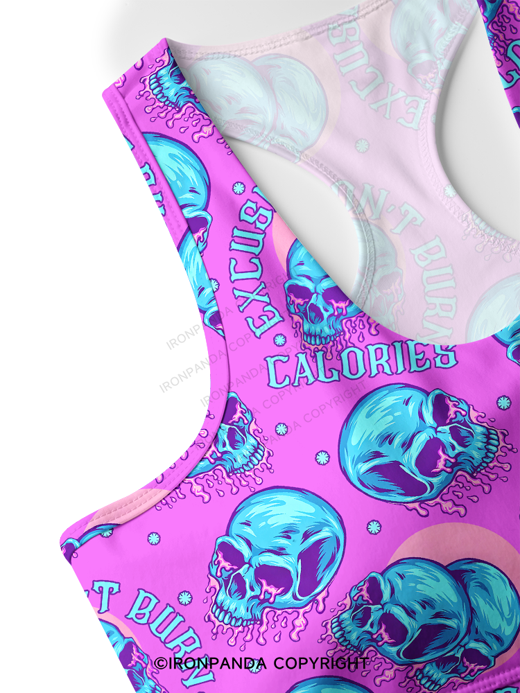 Excuses Don't Burn Calories Racerback Sports Bra