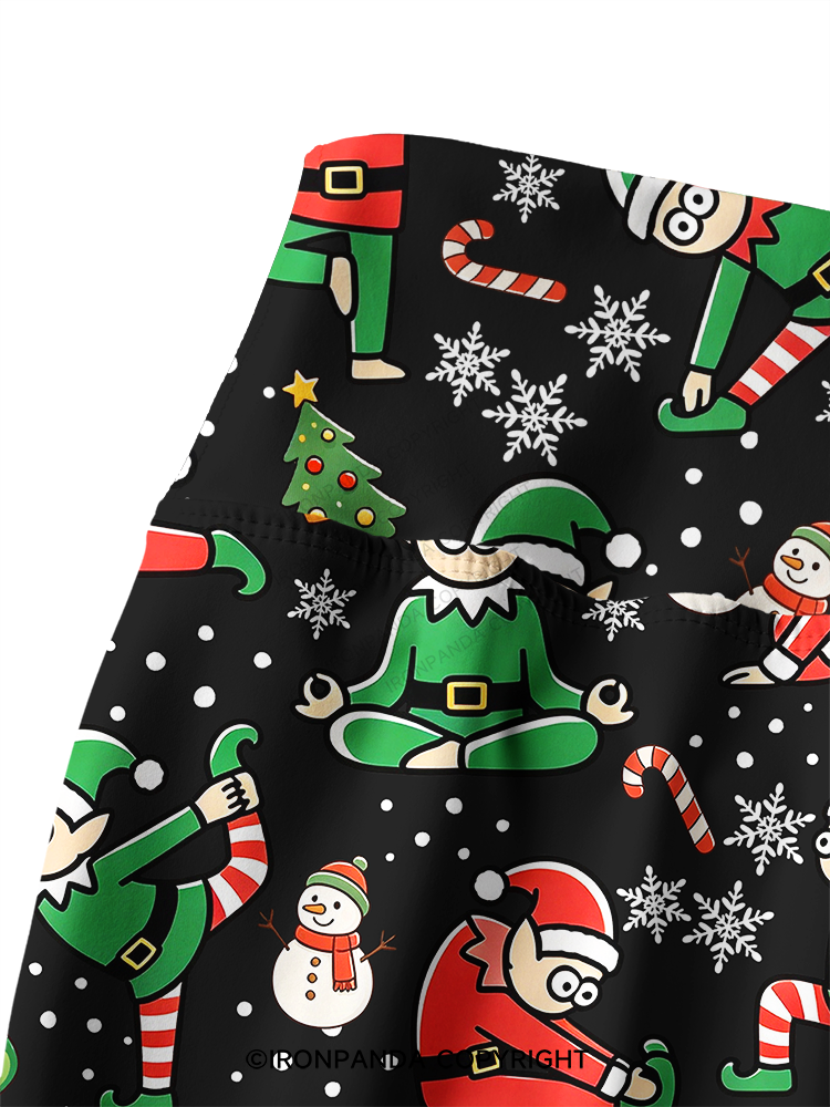 Funny Christmas Elf Printed Yoga Pants