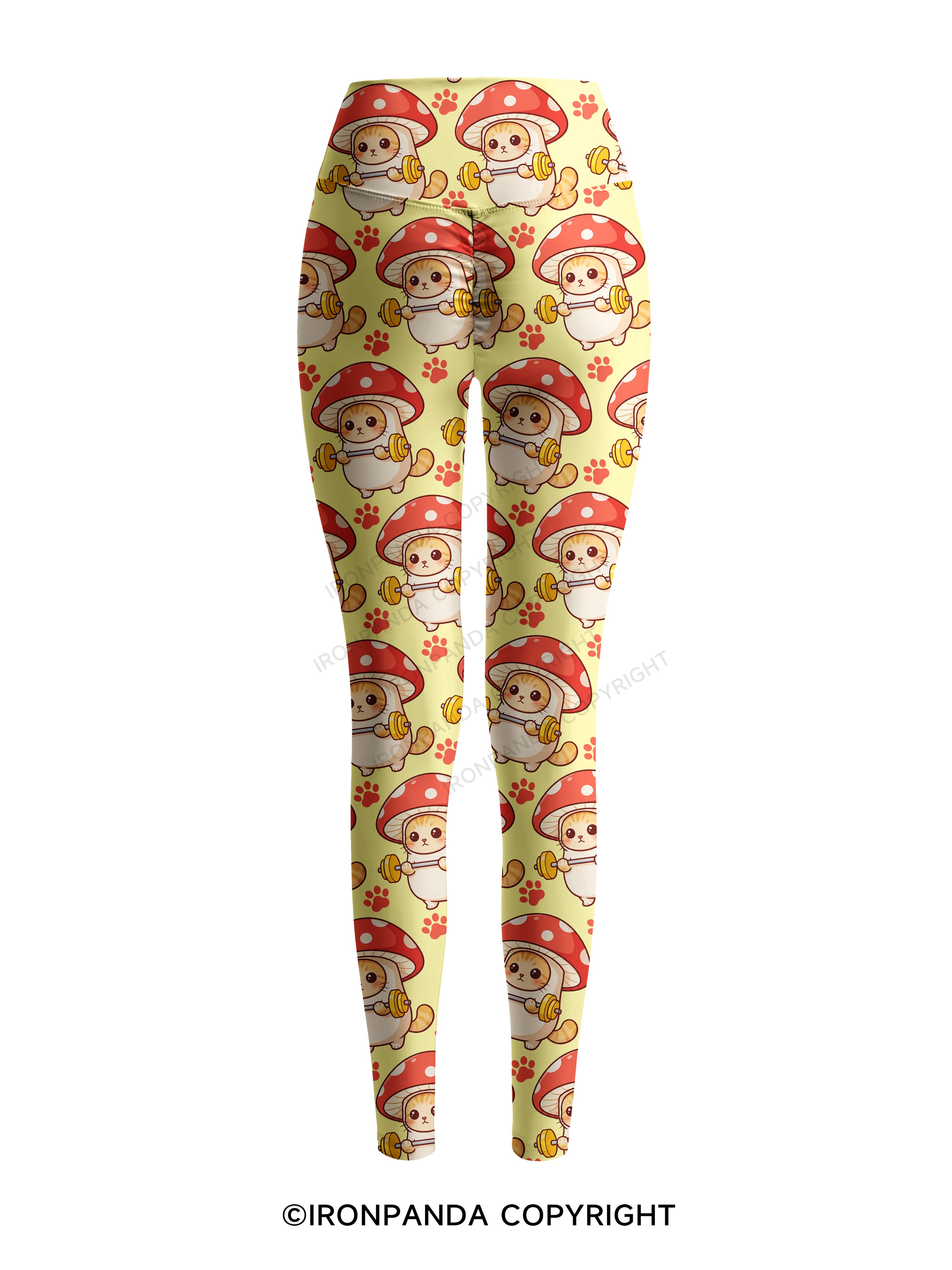 Shroomy Buff Cat Printed Yoga Pants