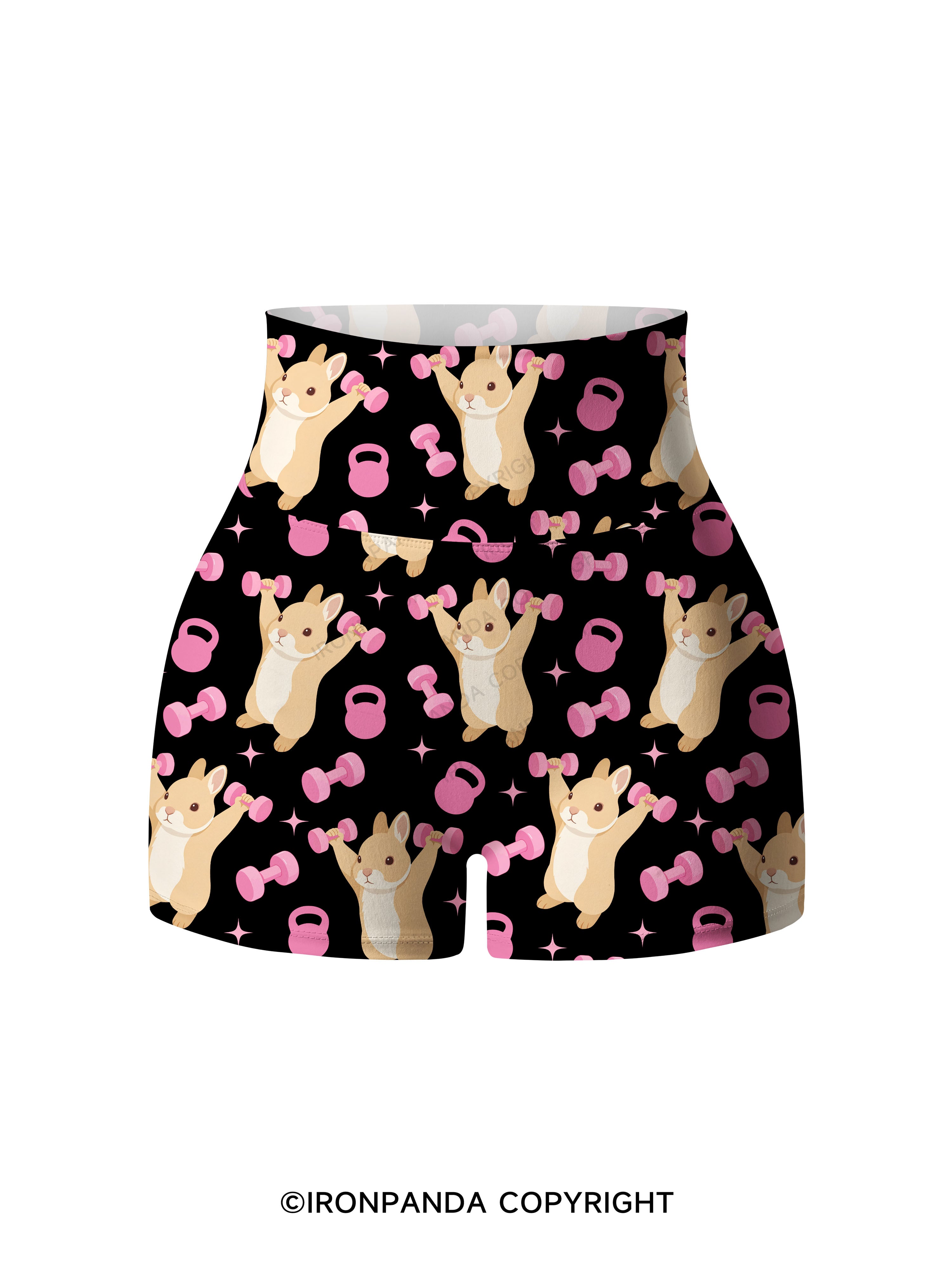 I AM A STRONG BUNNY Printed Yoga Shorts