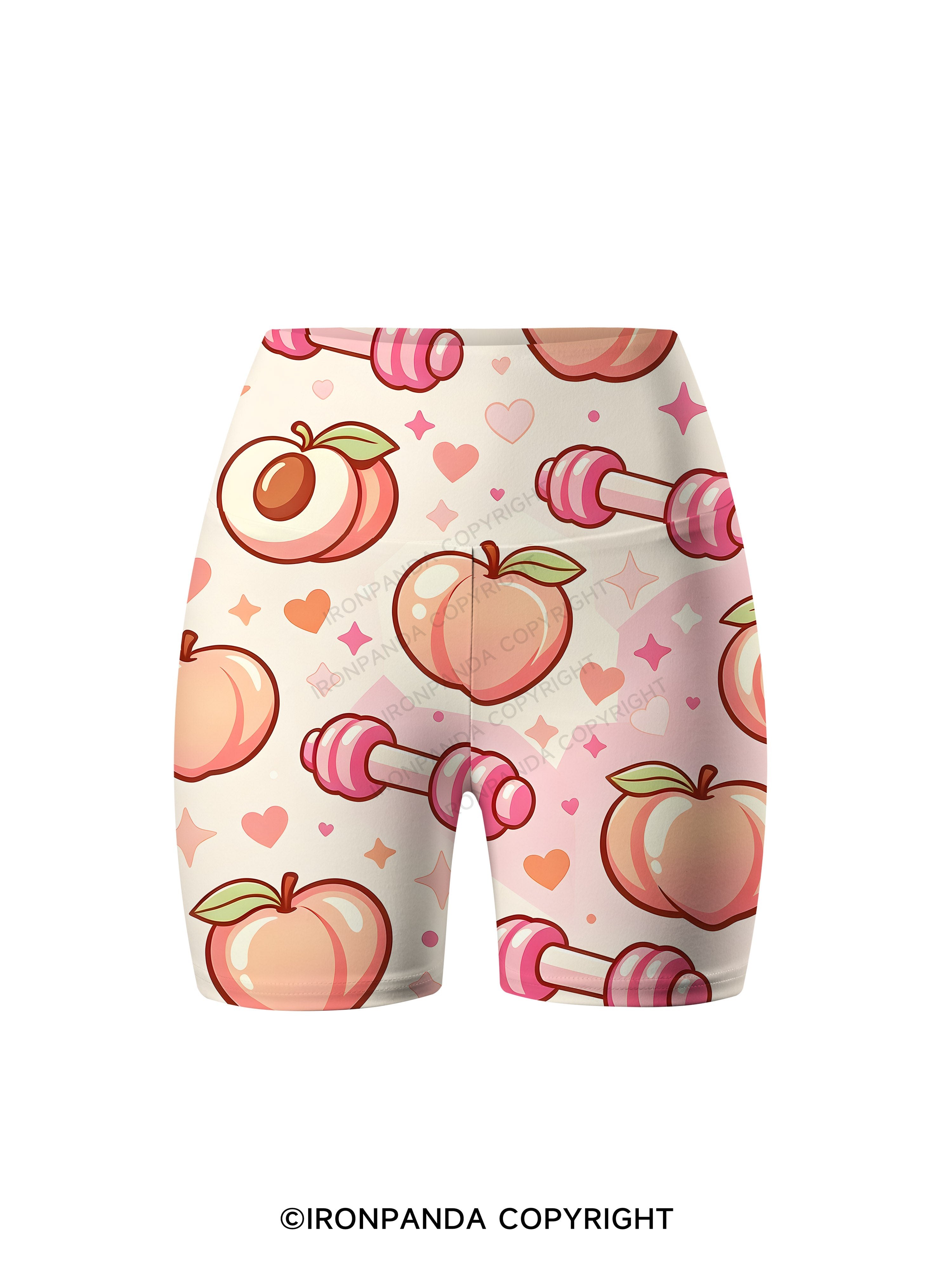 Peach Dumbbell Printed Yoga Cycling Shorts