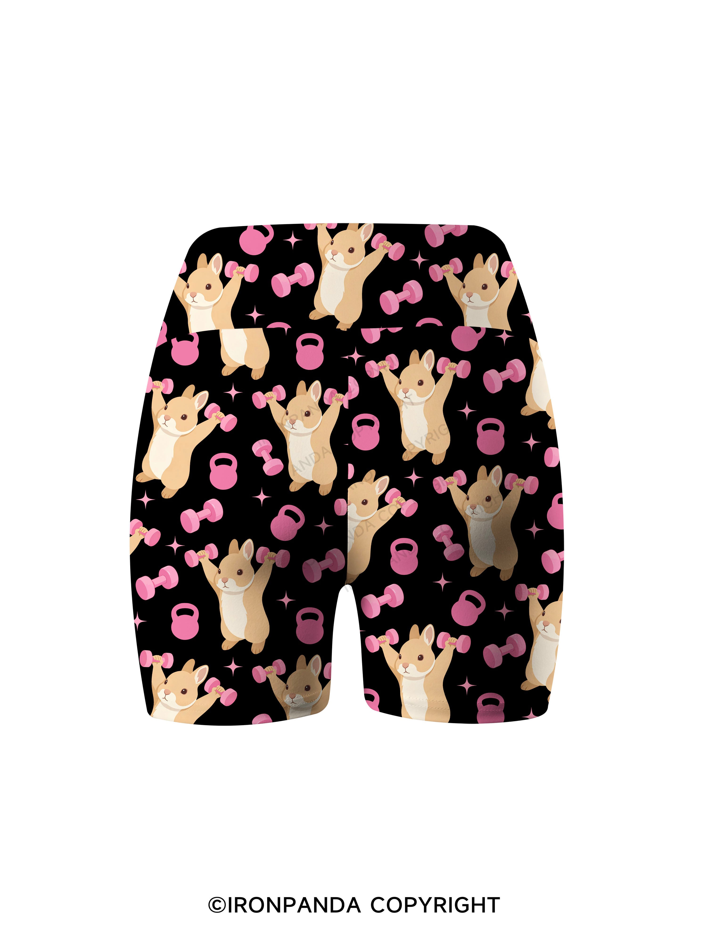 I AM A STRONG BUNNY Printed Yoga Cycling Shorts