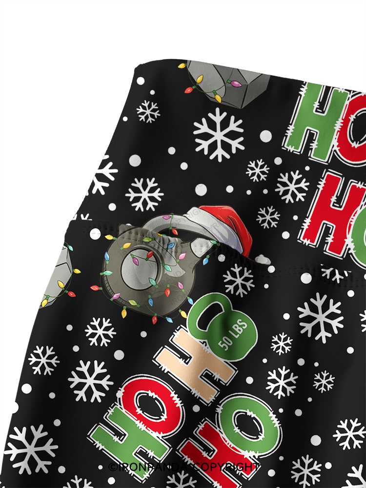 HOHOHO MERRY LIFTMASS Printed Yoga Pants