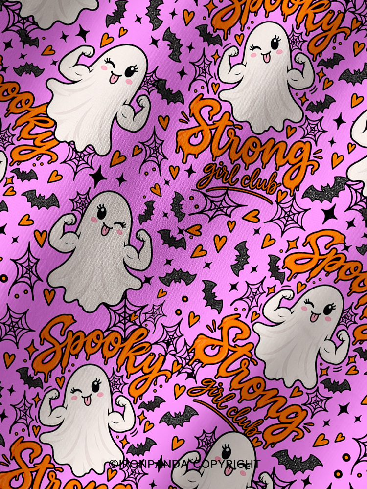 spooky strong girl club Printed Yoga Shorts