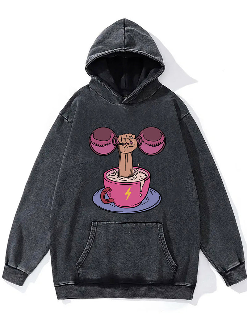 Coffee and Barbells WASHED GYM HOODIE