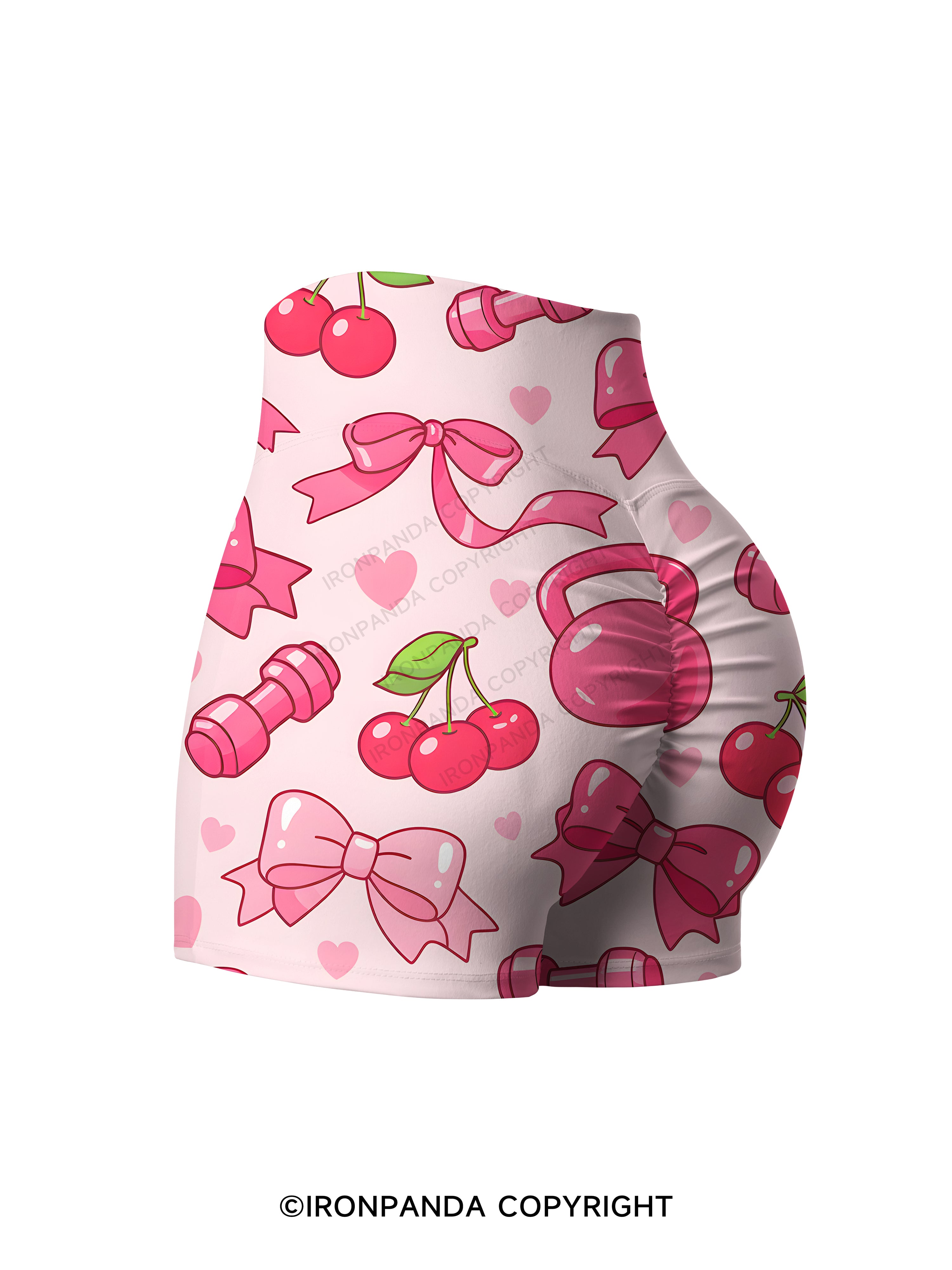 Coquette Cherry Dumbbell Printed Yoga Shorts