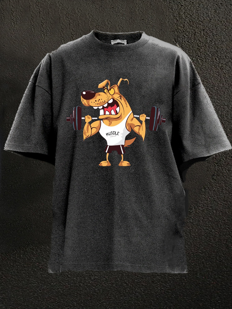 Crazy Bodybuilding orange Dog Washed Gym Shirt