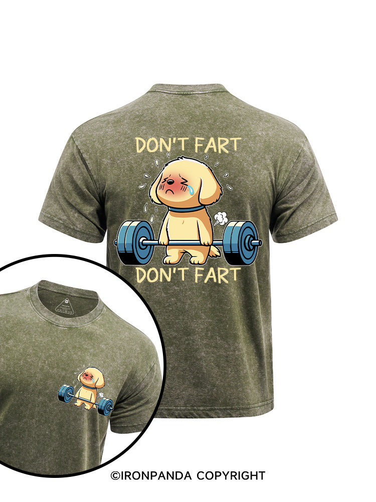DON'T FART printed Washed Gym Shirt