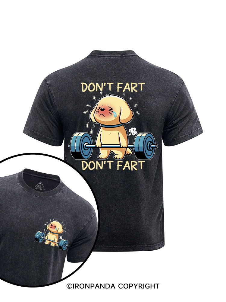 DON'T FART printed Washed Gym Shirt