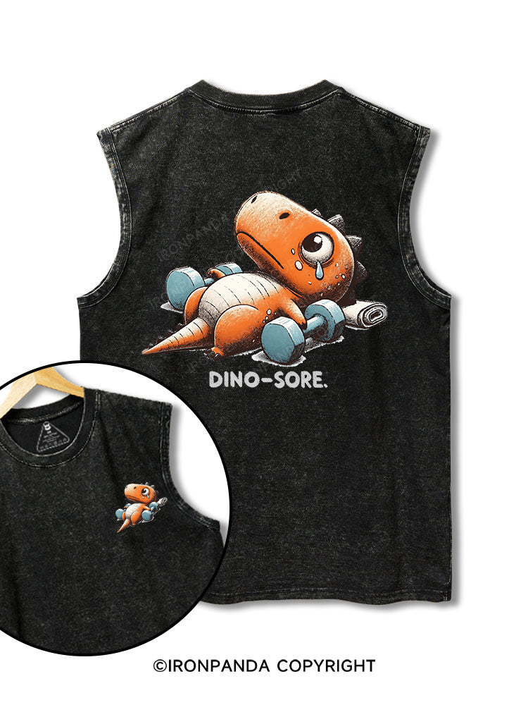 Dino-Sore After Workout printed Washed Gym tank