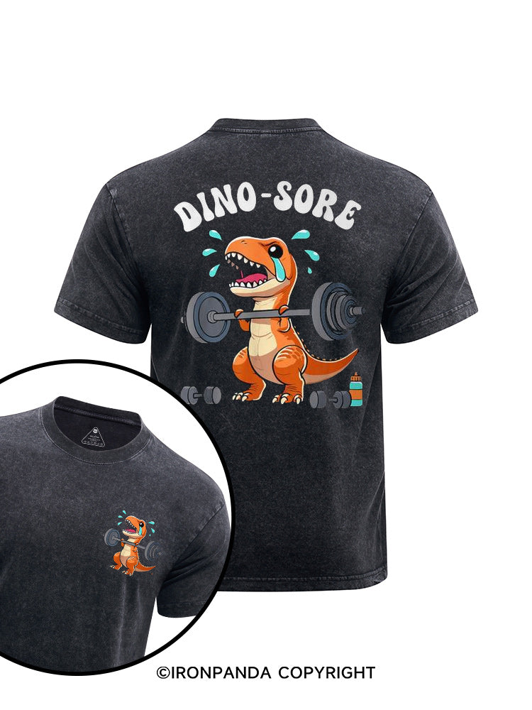 Dino Sore Lifting printed Washed Gym Shirt