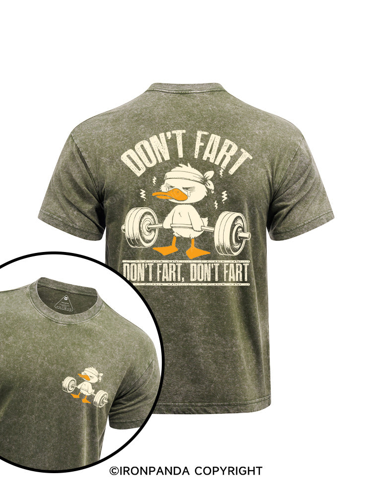 Don't Fart Duck printed Washed Gym Shirt