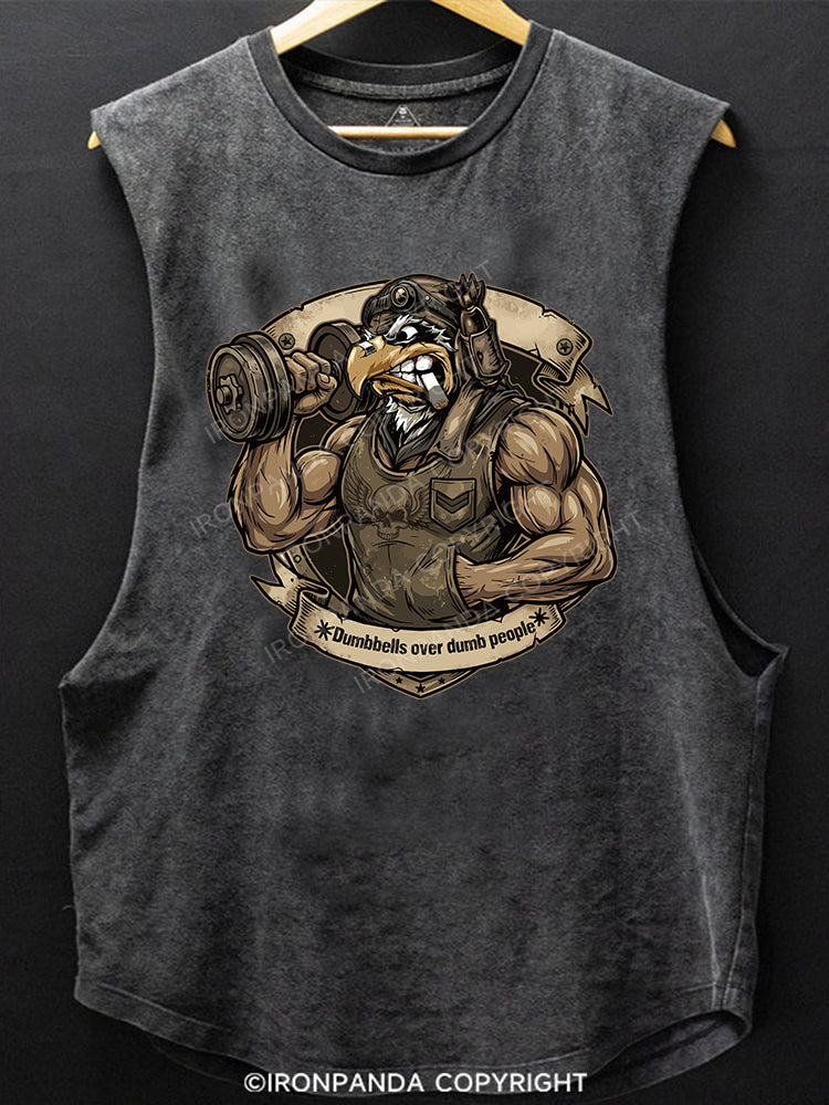 Dumbbells over dumb people Scoop Bottom Cotton Tank