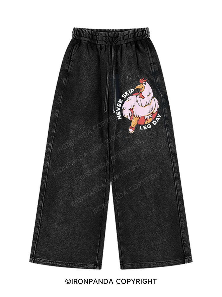 NEVER SKIP LEG DAY Washed Baggy Joggers