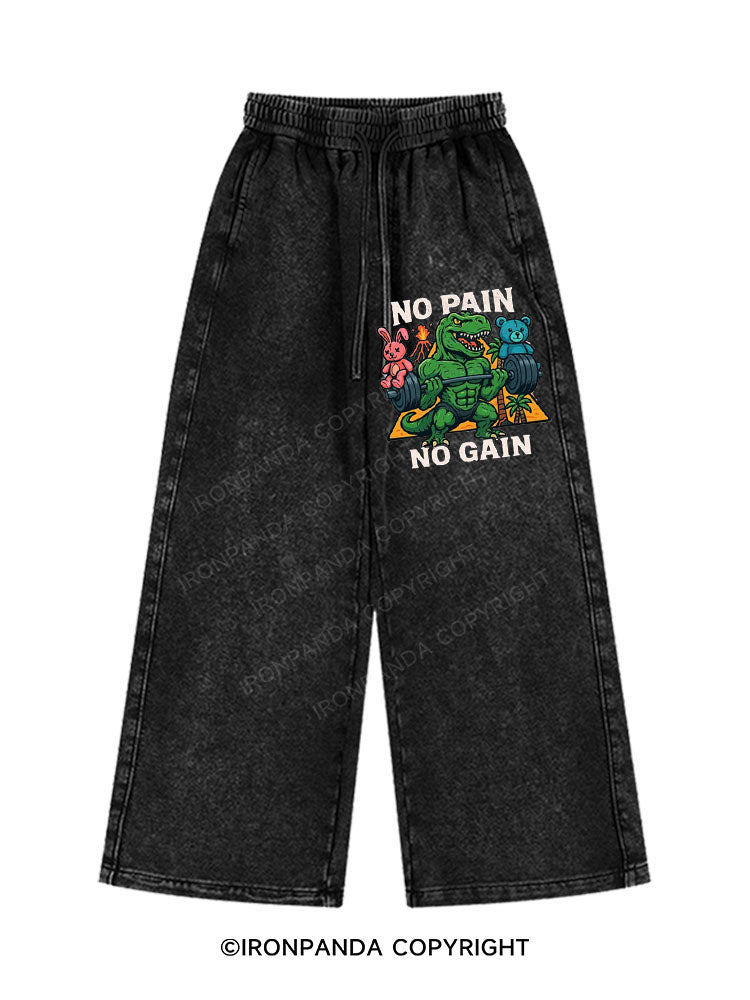 NO PAIN, NO GAIN Washed Baggy Joggers