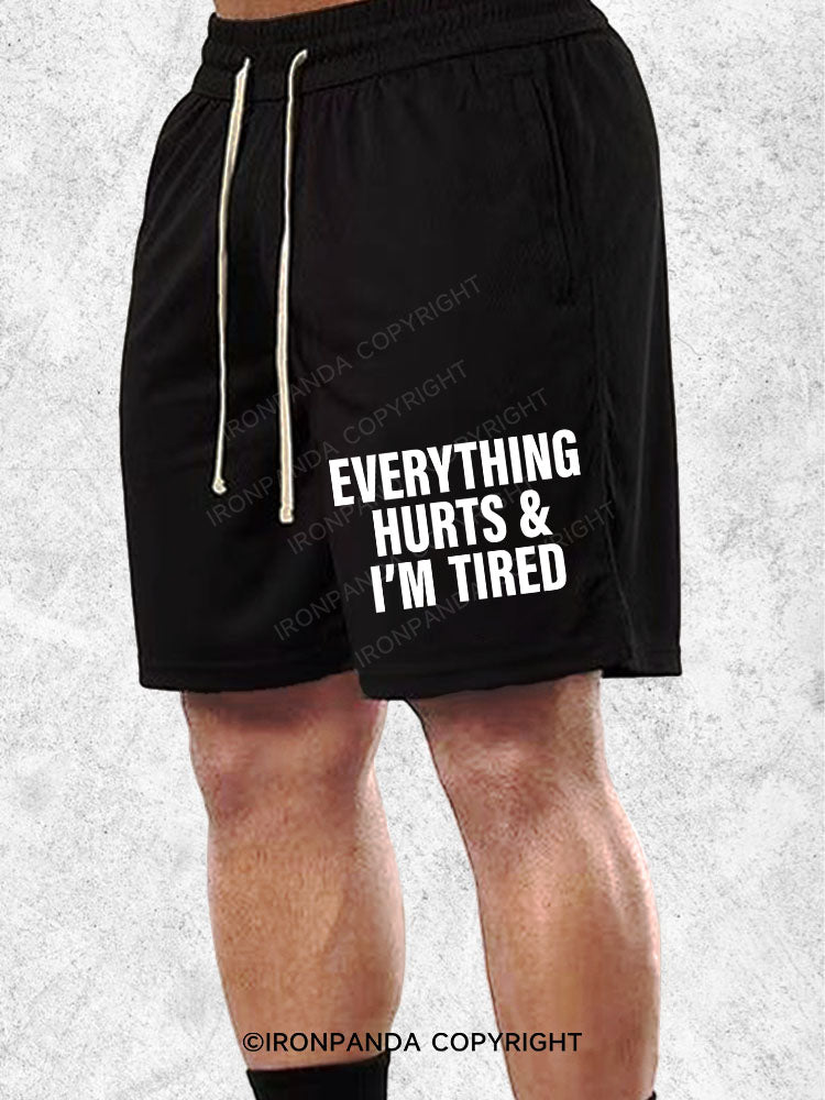 Everything hurts & I'm tired Loose Cotton Gym Shorts