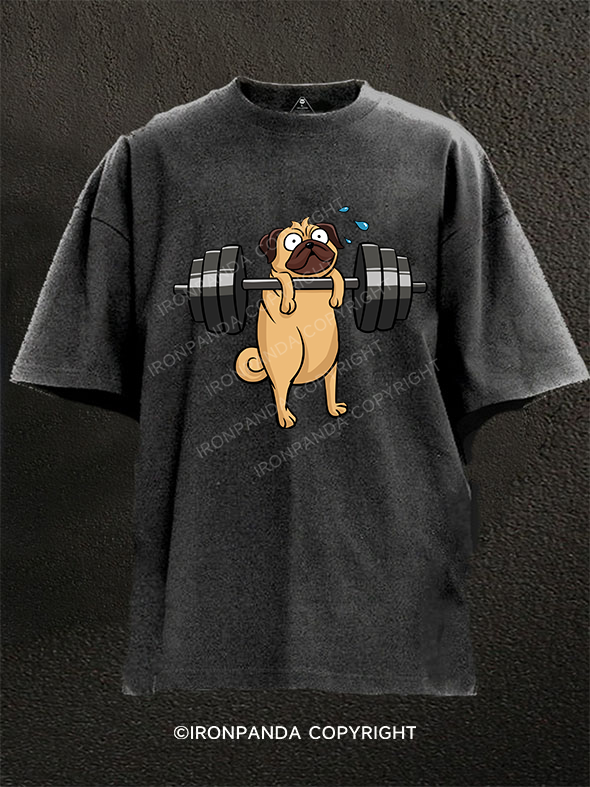 fitness pug Washed Gym Shirt