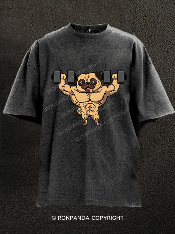 weightlifting pug Washed Gym Shirt