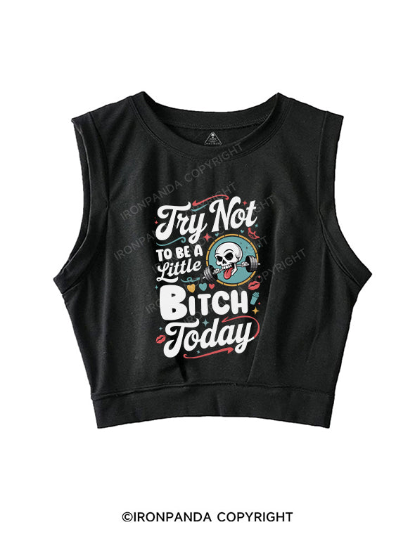 TRY NOT TO BE A LITTLE BITCH TODAY SLEEVELESS CROP TOPS