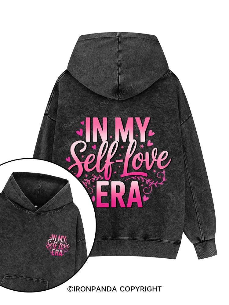 In my self love era Printed Washed Gym Hoodie