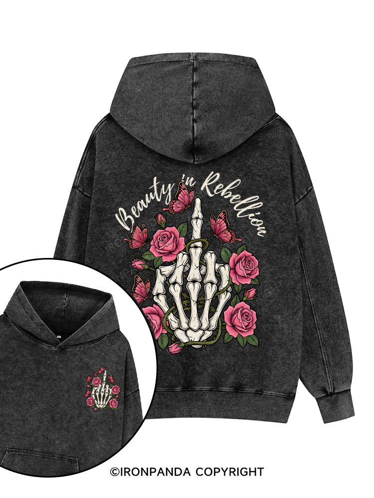 Beauty in Rebellion Printed Washed Gym Hoodie