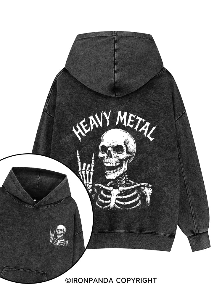 HEAVY METAL Printed Washed Gym Hoodie