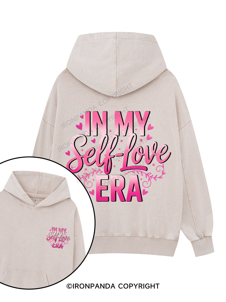 In my self love era Printed Washed Gym Hoodie