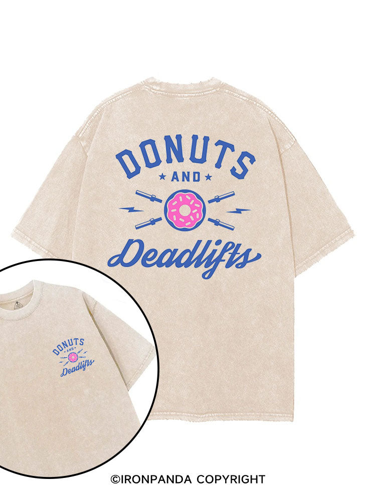 DONUTS AND DEADLIFTS printed Gym Shirt