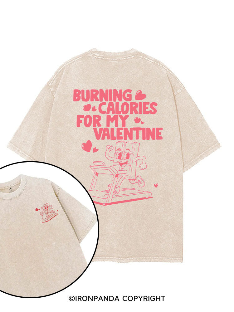 Burning Calories For My Valentine printed Gym Shirt