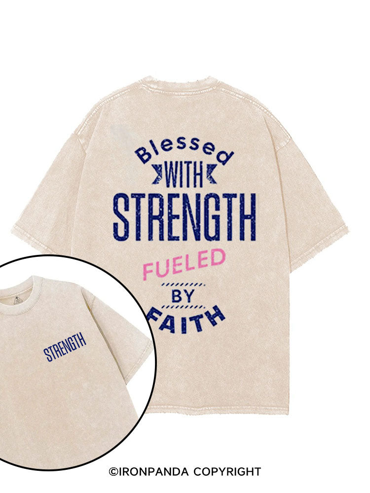Blessed with Strength Fueled by Faith printed Gym Shirt