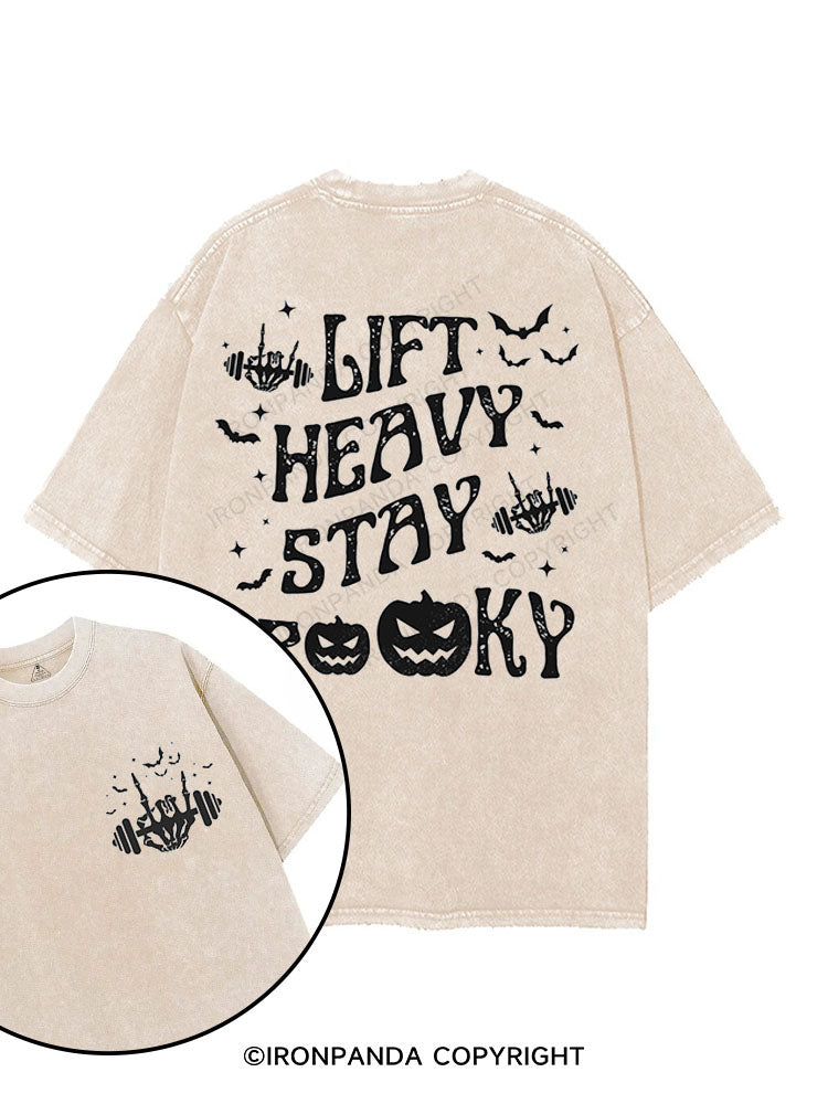LIFT HEAVY STAY SPOOKY printed Gym Shirt
