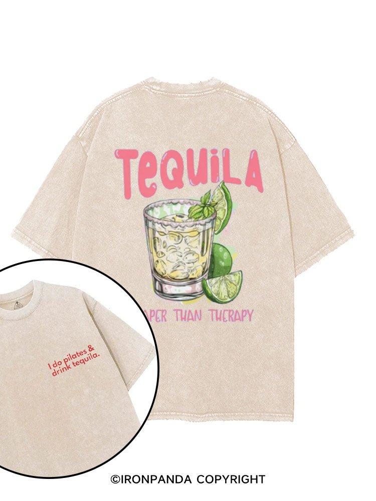 I do pilates & drink tequila printed Gym Shirt