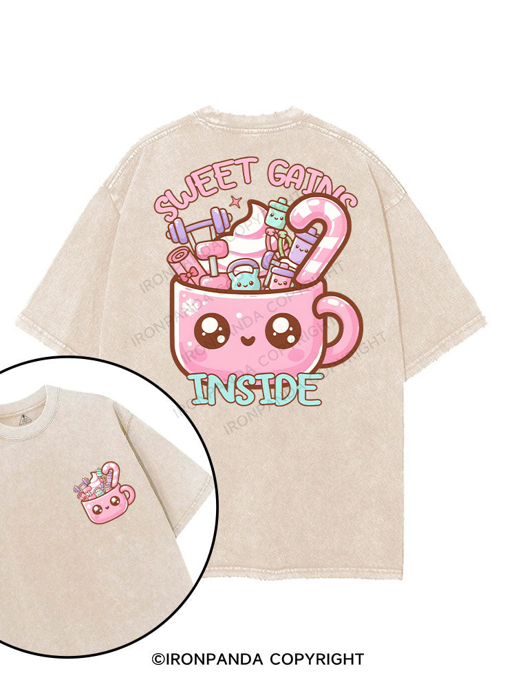 Sweet Gains Inside printed Gym Shirt