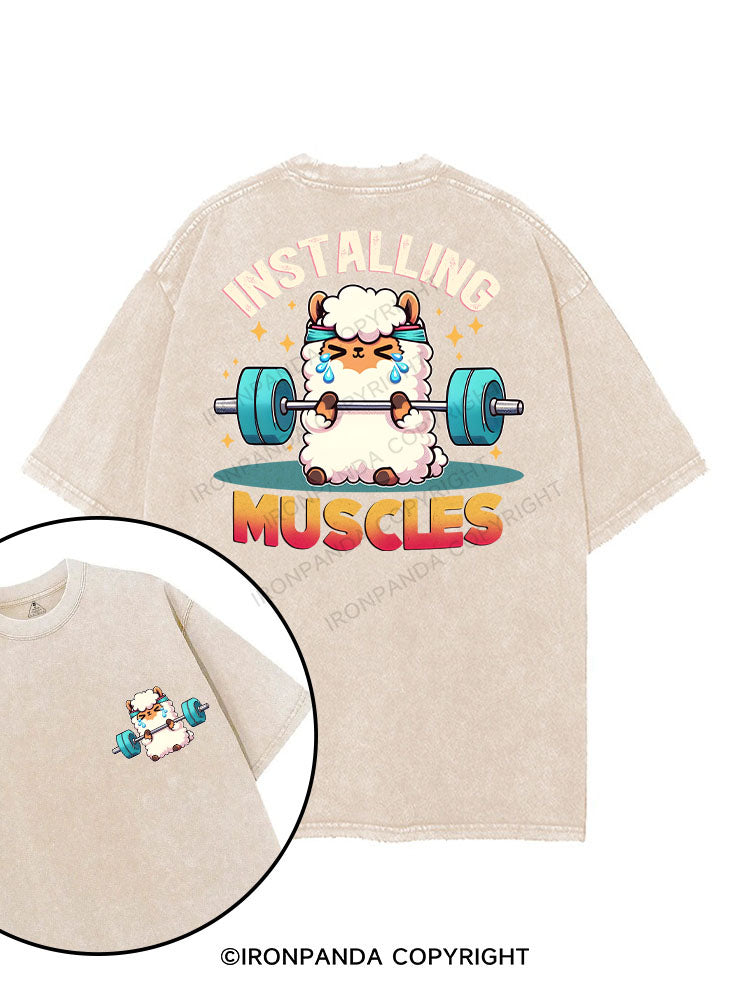 INSTALLING MUSCLES printed Gym Shirt