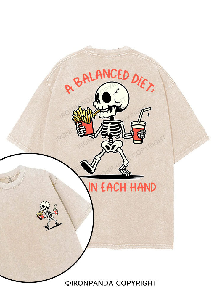 A BALANCED DIET ONE IN EACH HAND printed Gym Shirt