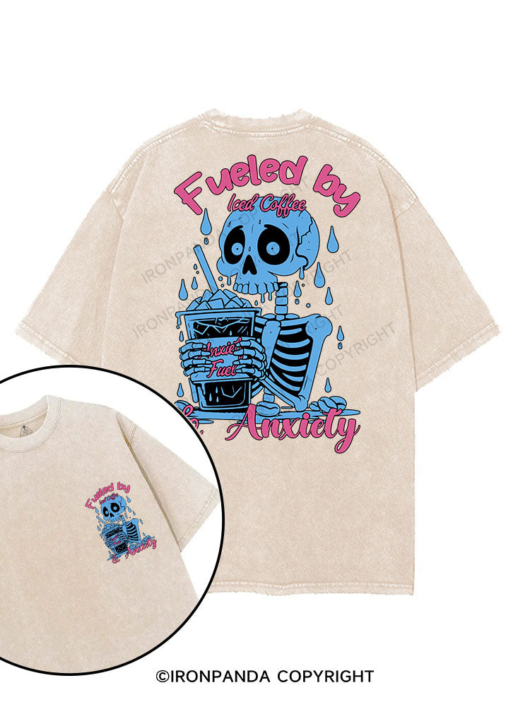 FUELED BY ICED COFFEE & ANXIETY printed Gym Shirt