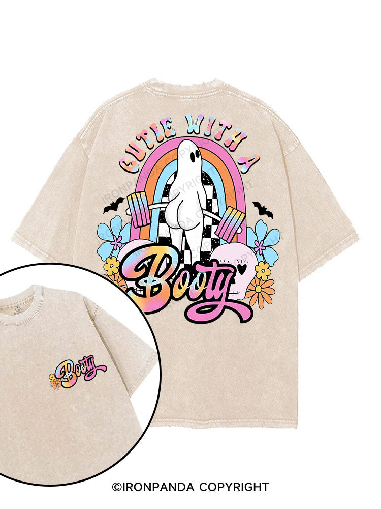 CUTIE WITH A BOOTY printed Gym Shirt