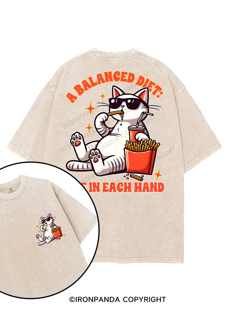 A BALANCED DIET ONE IN EACH HAND printed Gym Shirt