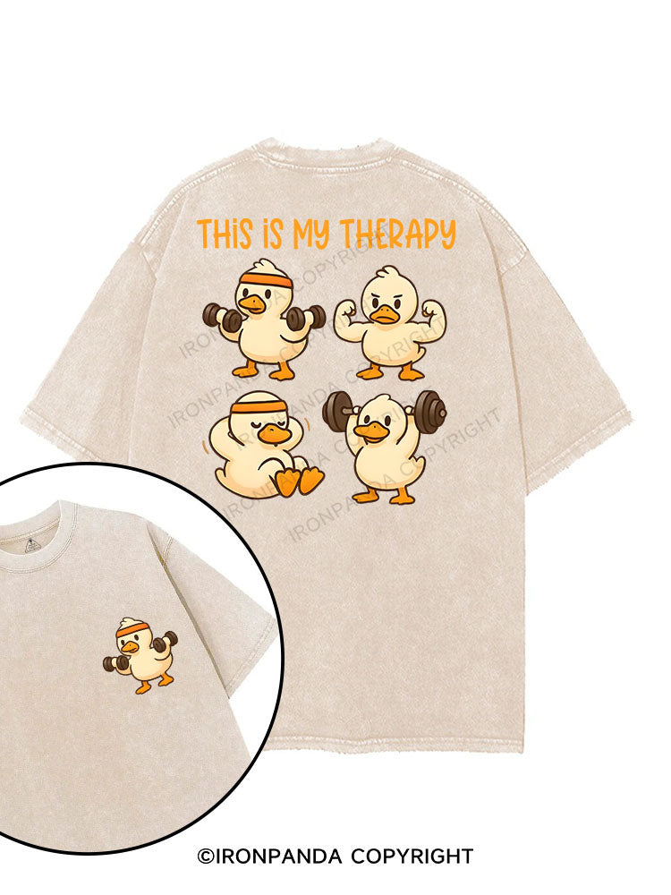 THIS IS MY THERAPY printed Gym Shirt