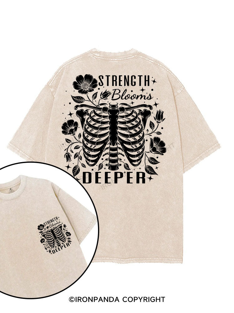STRENGTH BLOOMS DEEPER printed Gym Shirt