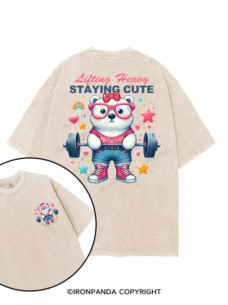 Lifting Heavy, Staying Cute printed Gym Shirt
