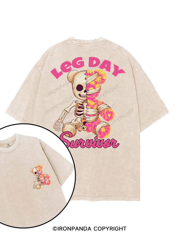 LEG DAY SURVIVOR printed Gym Shirt