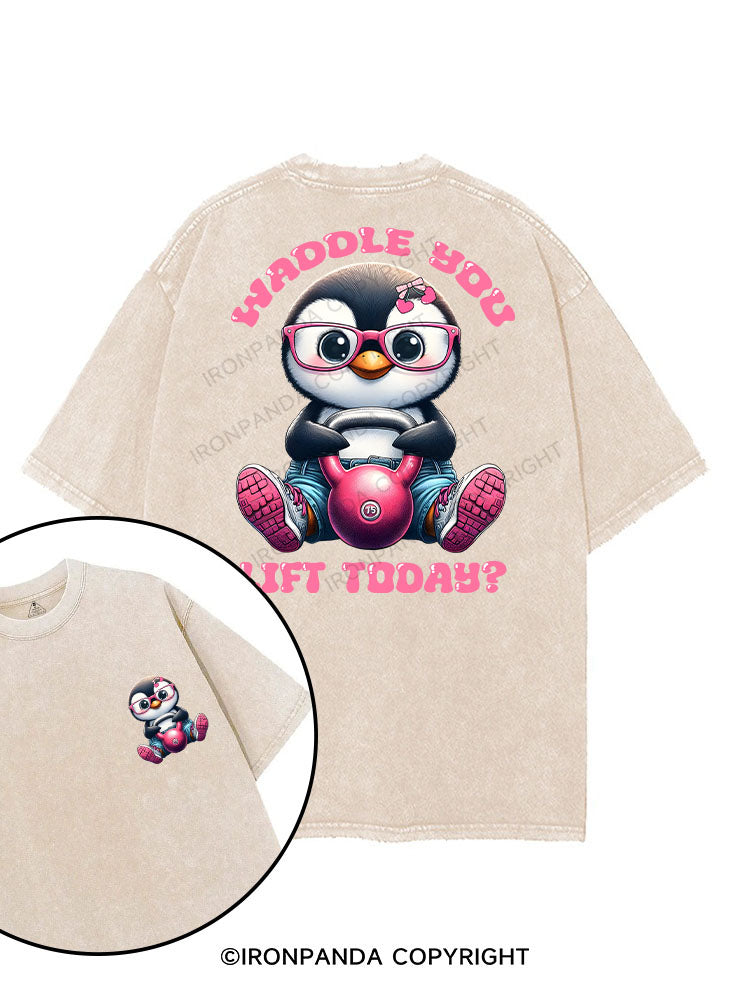 Waddle You Lift Today？ printed Gym Shirt