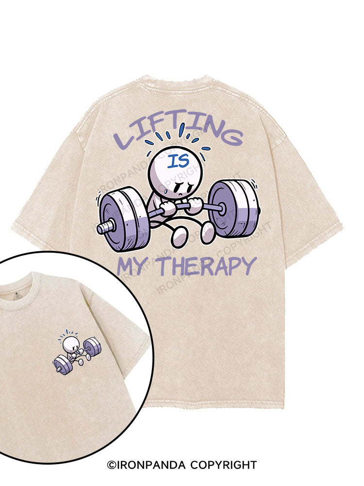 LIFTING IS MY THERAPY printed Gym Shirt